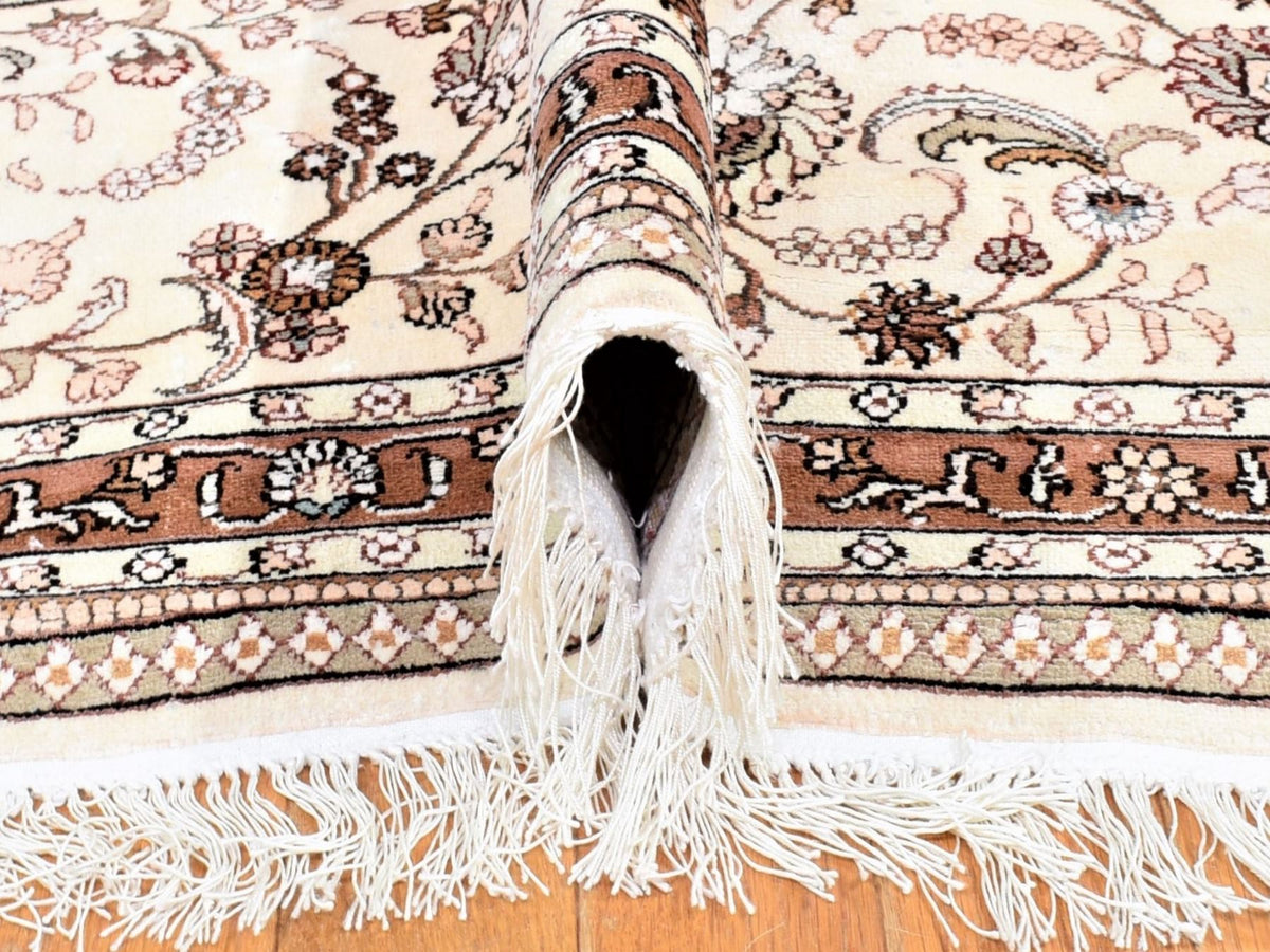 Tabriz Silk hand-knotted silk/cotton blend rug in Red & Ivory, 12' x 18'4" — SKU O080231 (view 5)