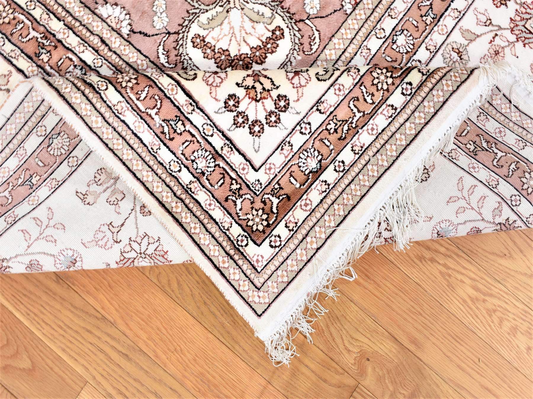 Tabriz Silk hand-knotted silk/cotton blend rug in Red & Ivory, 12' x 18'4" — SKU O080231 (view 6)