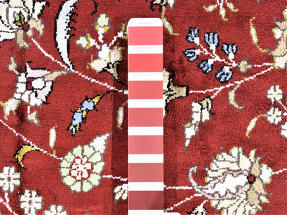 Kashan Silk hand-knotted silk/cotton blend rug in Red & Navy Blue, 12'1" x 18'1" — SKU O080234 (view 4)