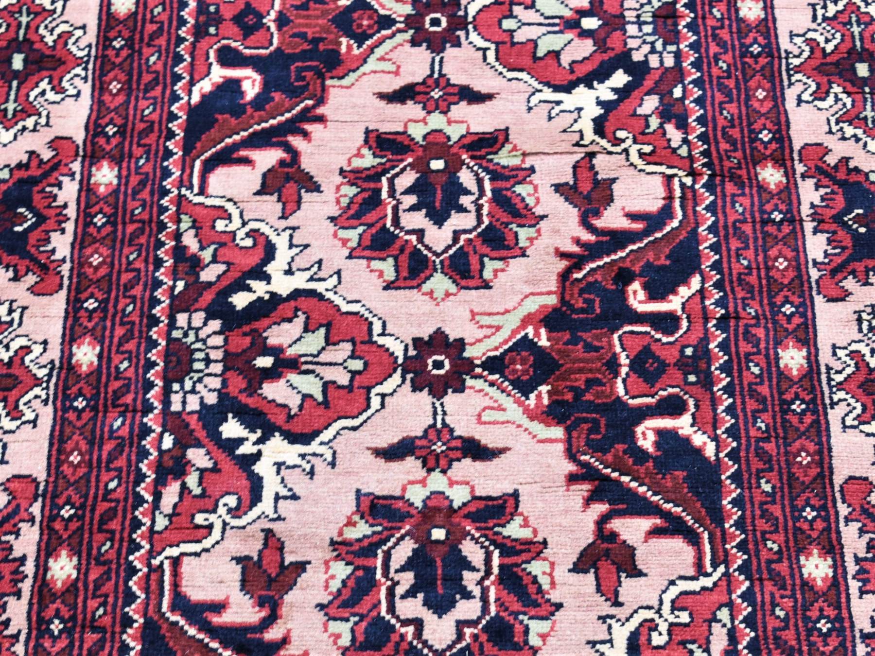 Tribal & Geometric hand-knotted wool runner in Pink & Pink Sand, 3' x 19' — SKU O080237 (view 2)