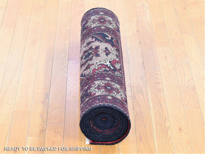 Tribal & Geometric hand-knotted wool runner in Pink & Pink Sand, 3' x 19' — SKU O080237 (view 6)