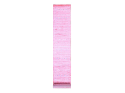 Modern / Contemporary hand-knotted wool/art silk runner in Pink, 2'6" x 17'10" — SKU O080238