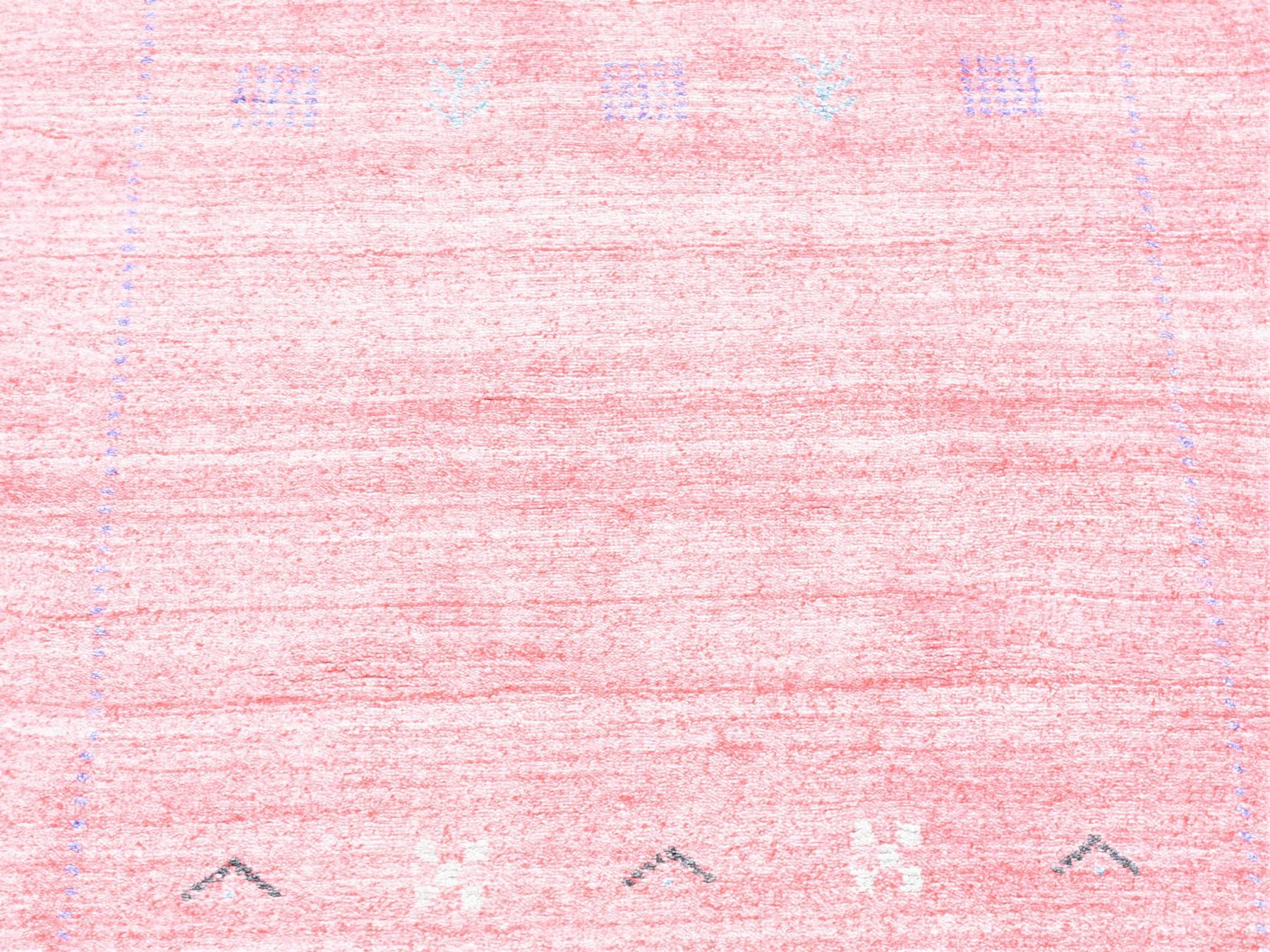 Modern / Contemporary hand-knotted wool/art silk runner in Pink, 2'6" x 17'10" — SKU O080238 (view 2)
