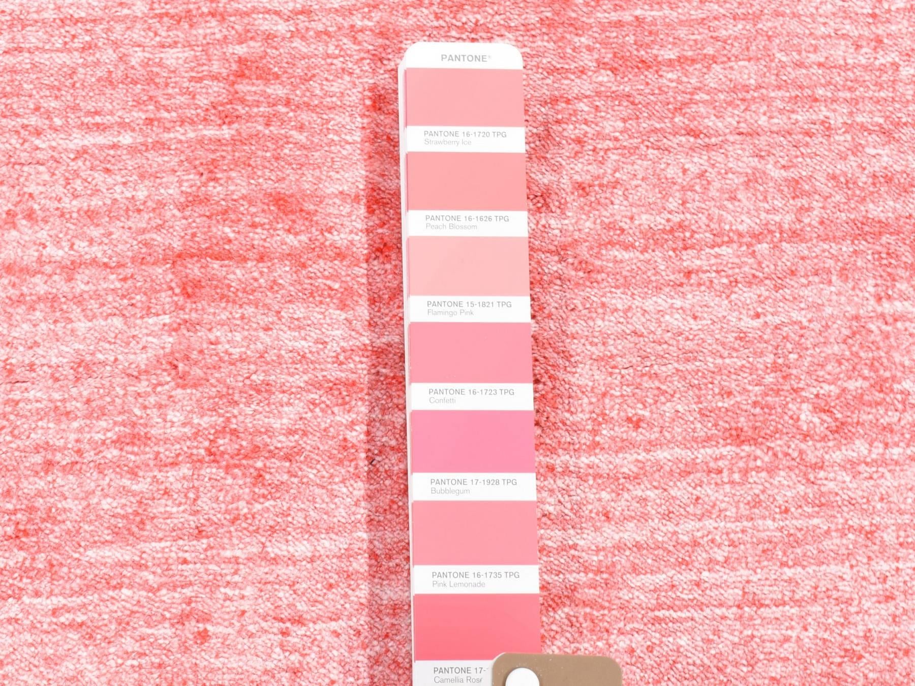 Modern / Contemporary hand-knotted wool/art silk runner in Pink, 2'6" x 17'10" — SKU O080238 (view 3)