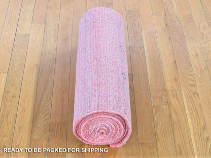 Modern / Contemporary hand-knotted wool/art silk runner in Pink, 2'6" x 17'10" — SKU O080238 (view 6)