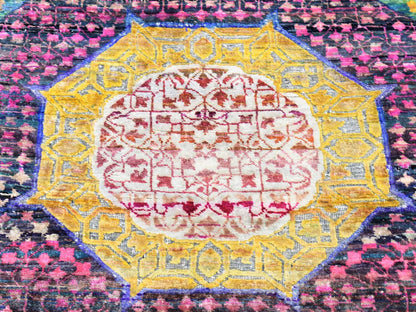 Green 3'1" x 17'4" Traditional Hand knotted Silk Rug - Sku: O080244