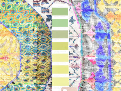 Green 3'1" x 17'4" Traditional Hand knotted Silk Rug - Sku: O080244
