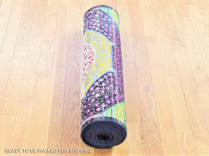 Green 3'1" x 17'4" Traditional Hand knotted Silk Rug - Sku: O080244