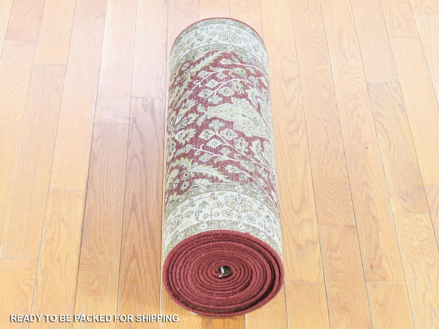 Kashan Fine Oriental hand-knotted new zealand wool runner in Red & Ivory, 2'6" x 17'10" — SKU O080248 (view 6)