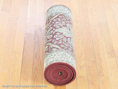 Kashan Fine Oriental hand-knotted new zealand wool runner in Red & Ivory, 2'6" x 17'10" — SKU O080248 (view 6)