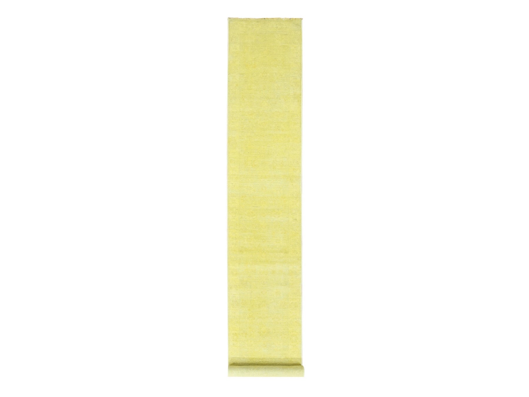 Peshawar Vintage hand-knotted wool runner in Overdyed & Yellow, 2'6" x 15'10" — SKU O080249