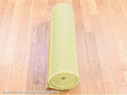 Peshawar Vintage hand-knotted wool runner in Overdyed & Yellow, 2'6" x 15'10" — SKU O080249 (view 6)