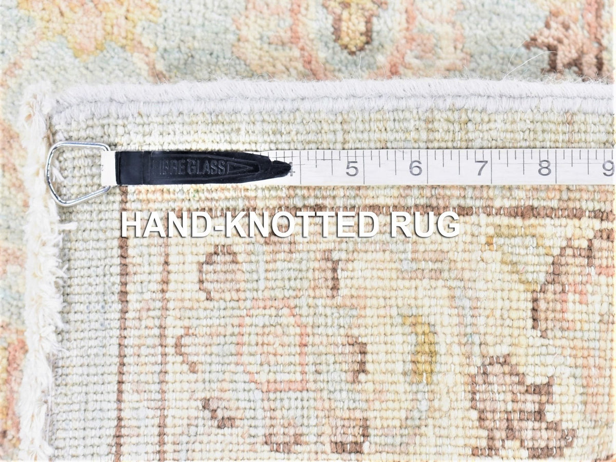 Peshawar Oushak hand-knotted wool runner in Green & Ivory, 2'7" x 15'10" — SKU O080254 (view 5)