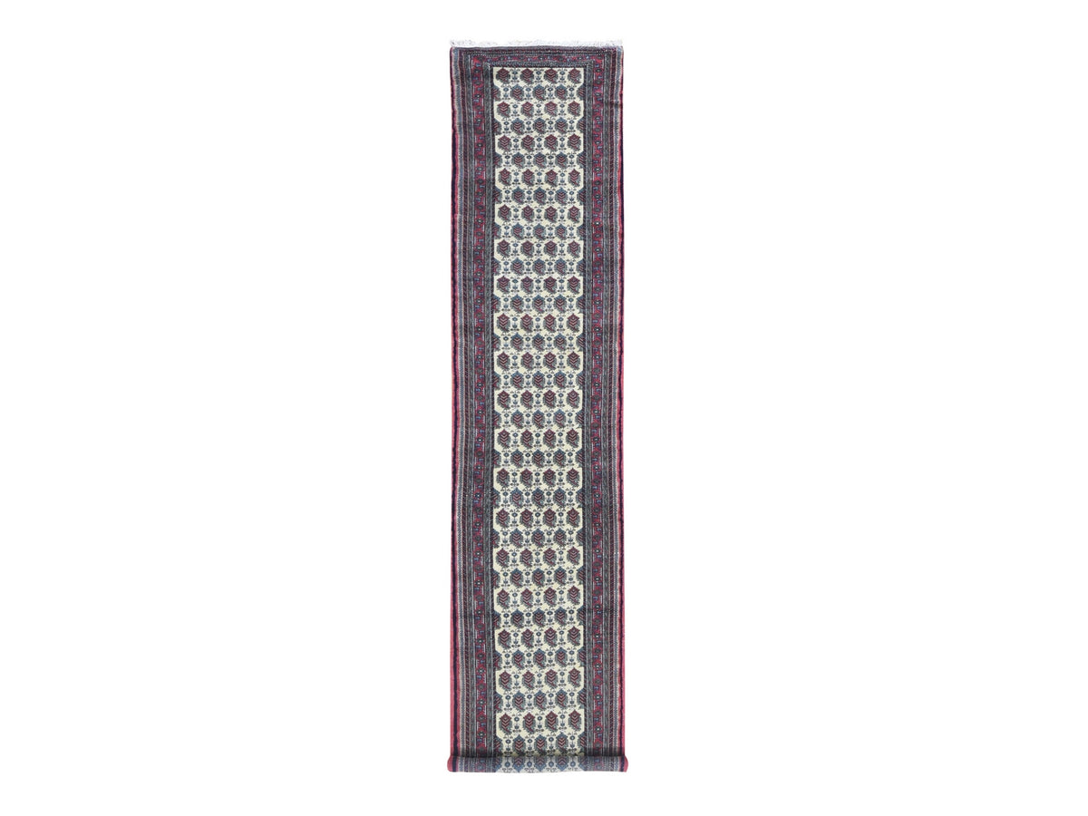 Tribal Tribal & Geometric hand-knotted wool runner in Ivory & Red, 2'10" x 13'2" — SKU O080255
