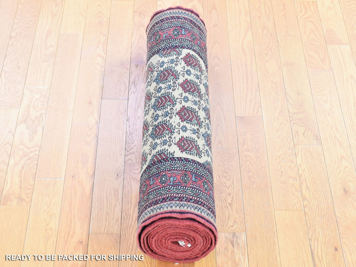 Tribal Tribal & Geometric hand-knotted wool runner in Ivory & Red, 2'10" x 13'2" — SKU O080255 (view 6)