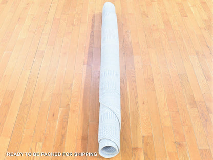 Gabbeh Modern / Contemporary hand-knotted wool/silk rug in Ivory, 7'9" x 7'9" — SKU O080257 (view 6)