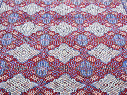 Red 9'7" x 13'2" Traditional Hand knotted Wool/Silk Rug - Sku: O080260