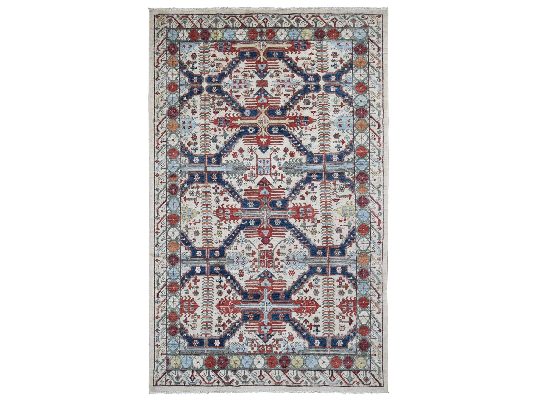Peshawar Oushak hand-knotted wool rug in Ivory, 7'5" x 12'2" — SKU O080272