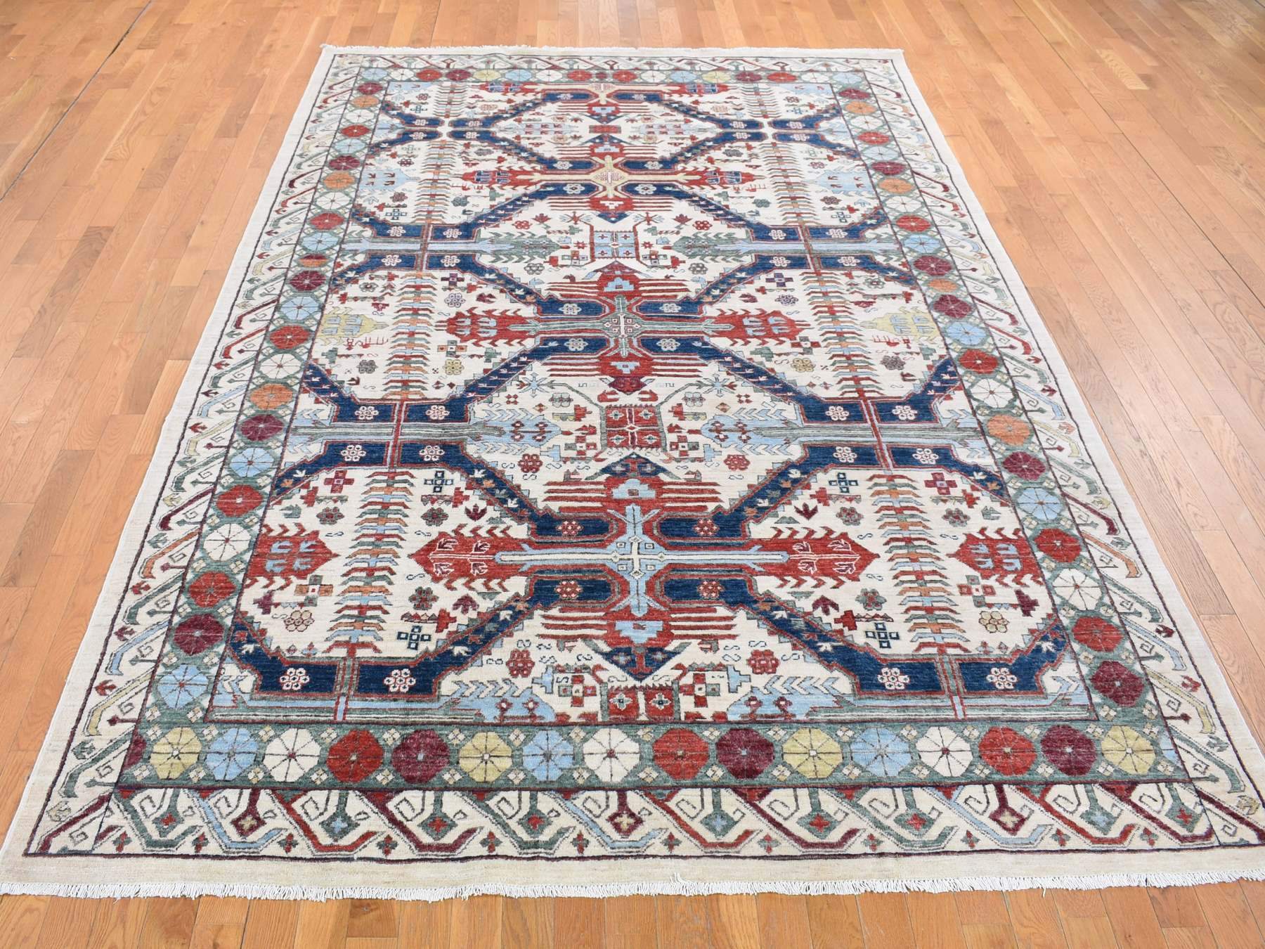 Peshawar Oushak hand-knotted wool rug in Ivory, 7'5" x 12'2" — SKU O080272 (view 2)