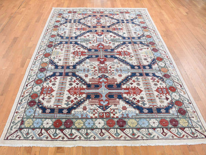 Peshawar Oushak hand-knotted wool rug in Ivory, 7'5" x 12'2" — SKU O080272 (view 2)