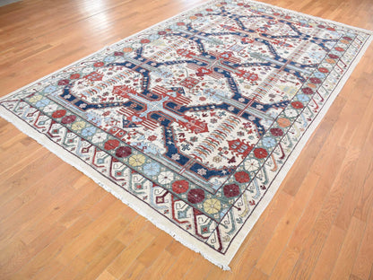 Peshawar Oushak hand-knotted wool rug in Ivory, 7'5" x 12'2" — SKU O080272 (view 3)