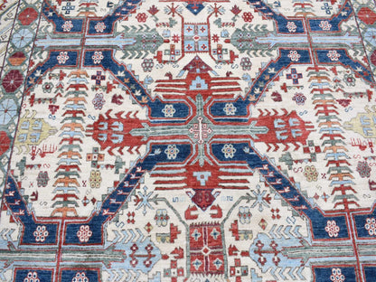 Peshawar Oushak hand-knotted wool rug in Ivory, 7'5" x 12'2" — SKU O080272 (view 8)