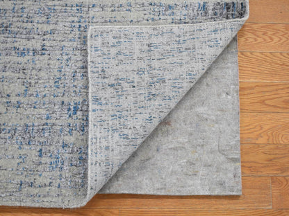 Blue 2'6" x 9'8" Modern and Contemporary Handloom Wool/Silk Rug - Sku: O080274