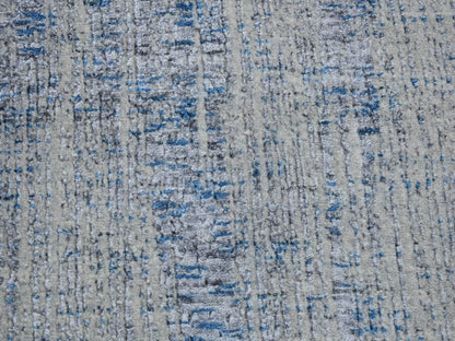 Blue 2'6" x 9'8" Modern and Contemporary Handloom Wool/Silk Rug - Sku: O080274