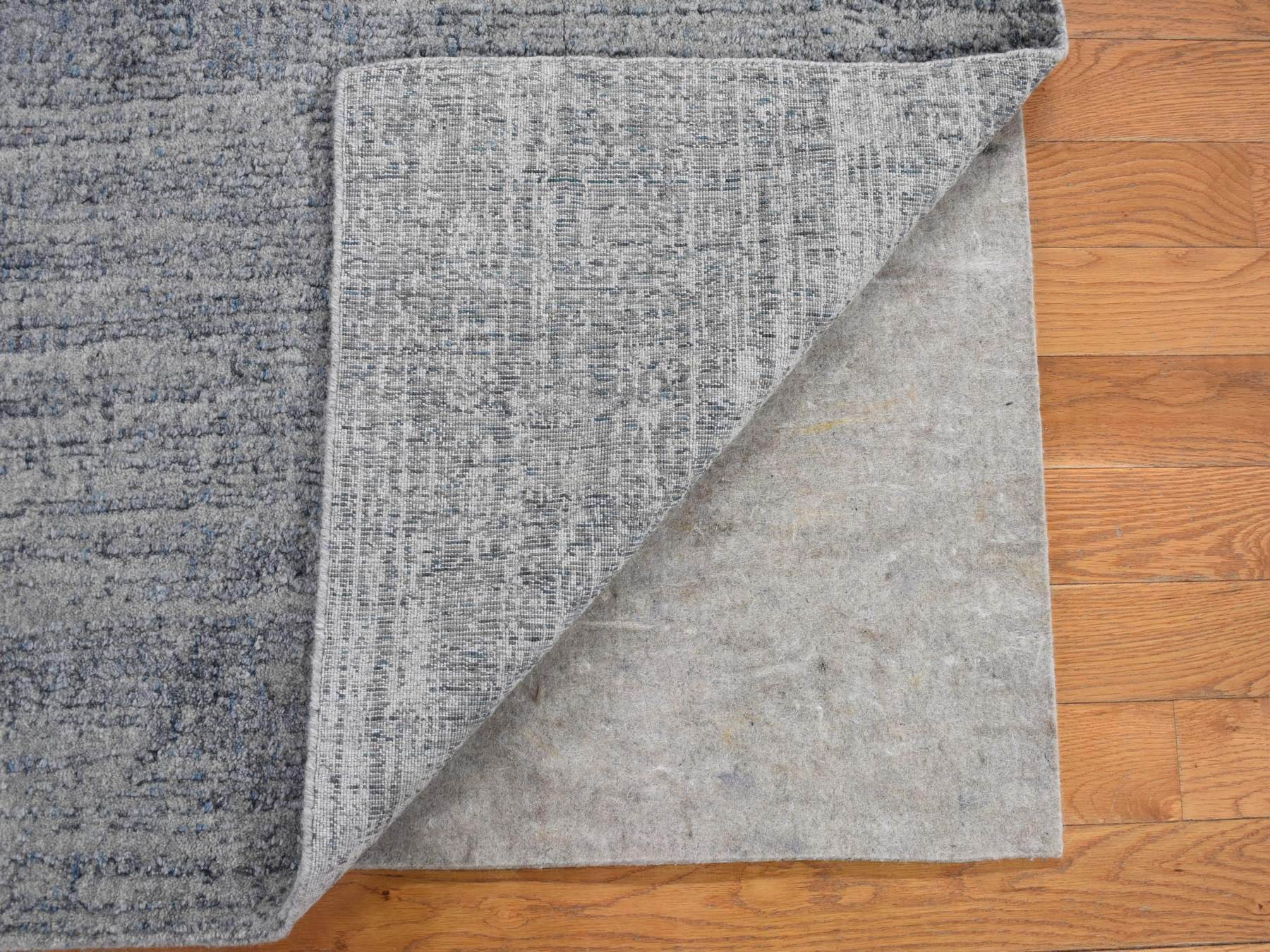 Blue 2'5" x 10'8" Modern / Contemporary Handloom Wool/Silk Rug - Sku: O080277