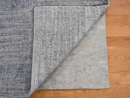 Blue 2'5" x 10'8" Modern and Contemporary Handloom Wool/Silk Rug - Sku: O080277