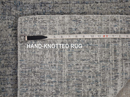Blue 2'5" x 10'8" Modern and Contemporary Handloom Wool/Silk Rug - Sku: O080277