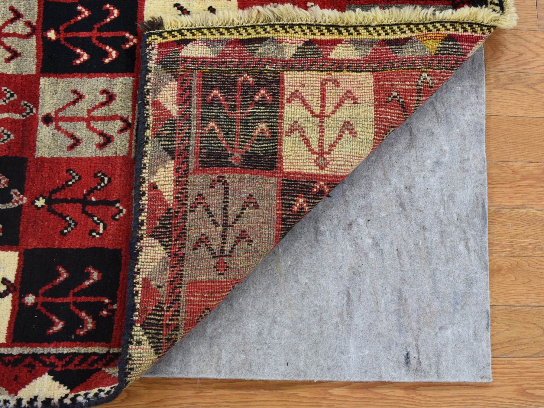 Gabbeh Tribal & Geometric hand-knotted wool rug in Red, 3'7" x 5'7" — SKU O080280 (view 2)