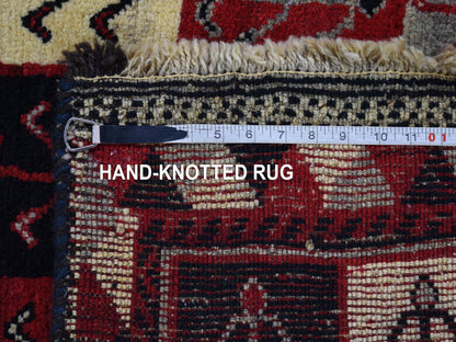 Gabbeh Tribal & Geometric hand-knotted wool rug in Red, 3'7" x 5'7" — SKU O080280 (view 7)