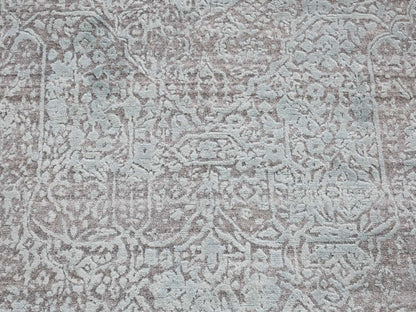 Green 4'0" x 9'9" Transitional Hand knotted Wool/Silk Rug - Sku: O080286