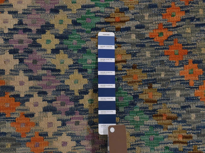 Multicolored 10'2" x 13'7" Flatweave / Kilim Hand woven Wool Rug - Sku: O080303