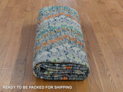 Kilim Flat-Weave hand-knotted wool rug in Multicolored, 10'2" x 13'7" — SKU O080303 (view 5)