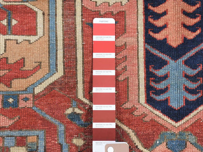 Ivory 8'10" x 12'5" Heriz Hand knotted Wool Rug - Sku: O080305