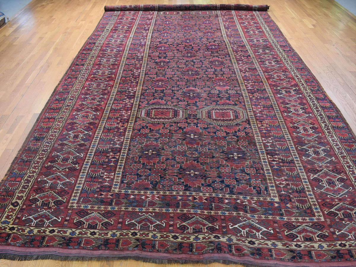 Beshir Antique hand-knotted wool rug in Blue & Midnight Blue, 10'4" x 21' — SKU O080310 (view 2)