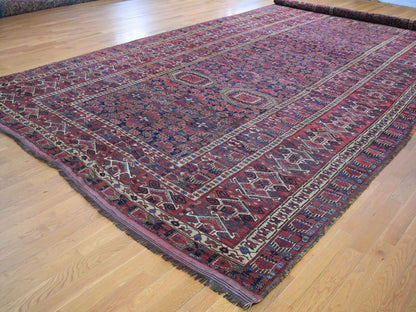 Blue 10'4" x 21'0" Antique Hand knotted Wool Rug - Sku: O080310