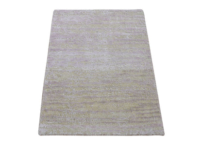Green 2'0" x 3'0" Modern / Contemporary Hand knotted Wool/Silk Rug - Sku: O080315