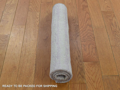 Green 2'0" x 3'0" Modern / Contemporary Hand knotted Wool/Silk Rug - Sku: O080315
