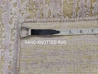 Green 2'0" x 3'0" Modern / Contemporary Hand knotted Wool/Silk Rug - Sku: O080315