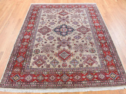 Beige 8'4" x 10'2" Kazak Hand knotted Wool Rug - Sku: O080323