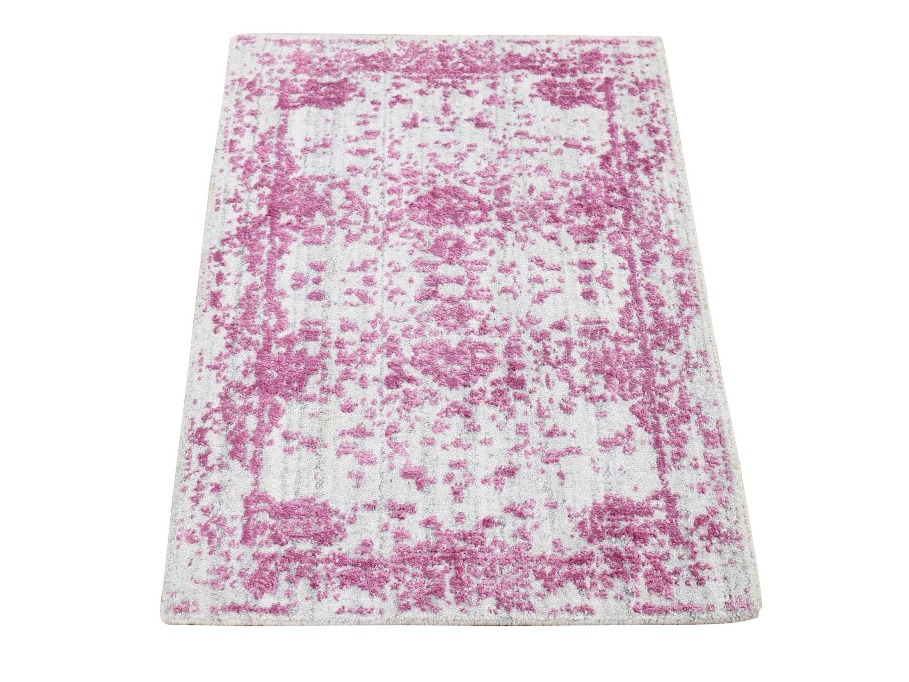 Modern / Contemporary hand-knotted wool rug in Pink, 2' x 3' — SKU O080332