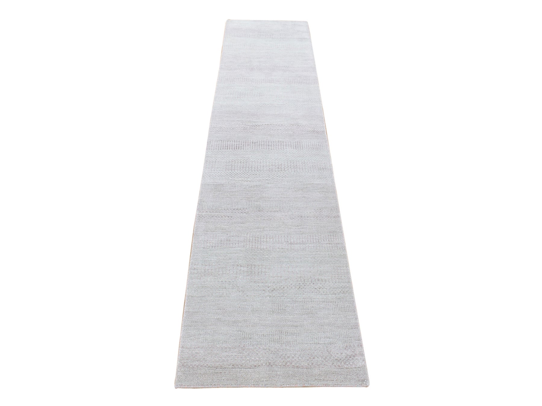Gabbeh Modern / Contemporary hand-knotted wool/silk runner in Gray, 2'6" x 11'3" — SKU O080338