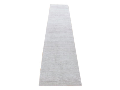 Gabbeh Modern / Contemporary hand-knotted wool/silk runner in Gray, 2'6" x 11'3" — SKU O080338