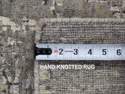 Modern / Contemporary hand-knotted wool/silk rug in Gray, 3' x 3' — SKU O080347 (view 6)