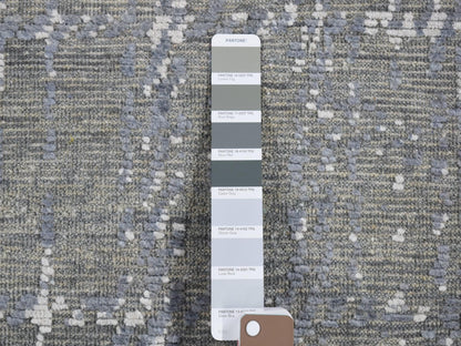 Grey 2'1" x 3'1" Modern / Contemporary Hand knotted Wool/Silk Rug - Sku: O080350