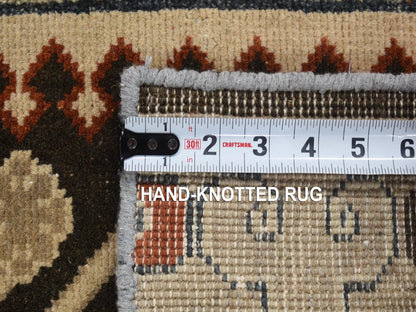 Brown 2'0" x 2'1" Khotan and Samarkand Hand knotted Wool Rug - Sku: O080357