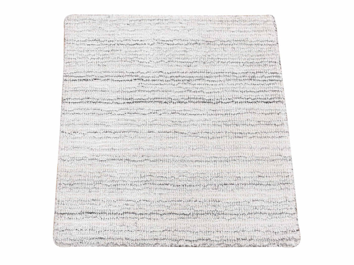 Modern / Contemporary hand-knotted wool rug in Ivory, 2' x 2' — SKU O080359